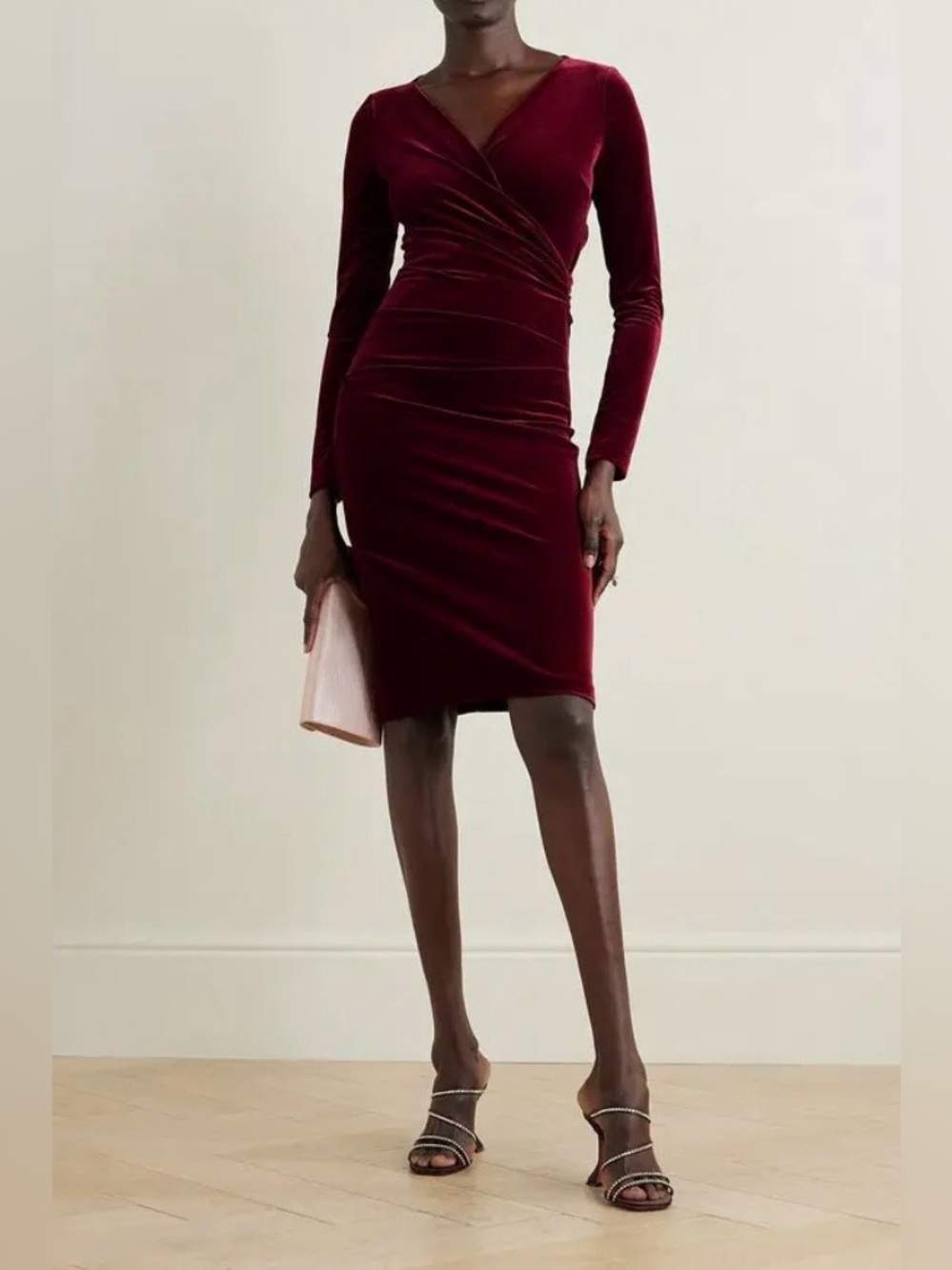Wrap-effect Velvet Dress